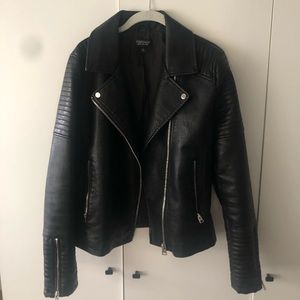 Topshop Faux Leather Moto Jacket Size US 10